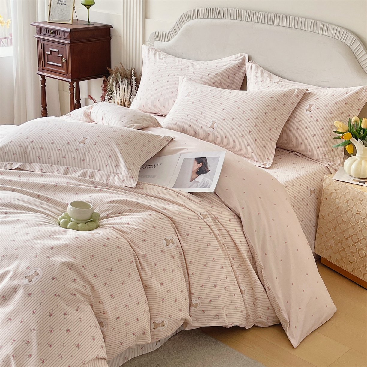 91家纺网 家纺一手货源 找家纺 宝齐莱家纺 2026新款全棉纯棉13372印花四件套 小确幸