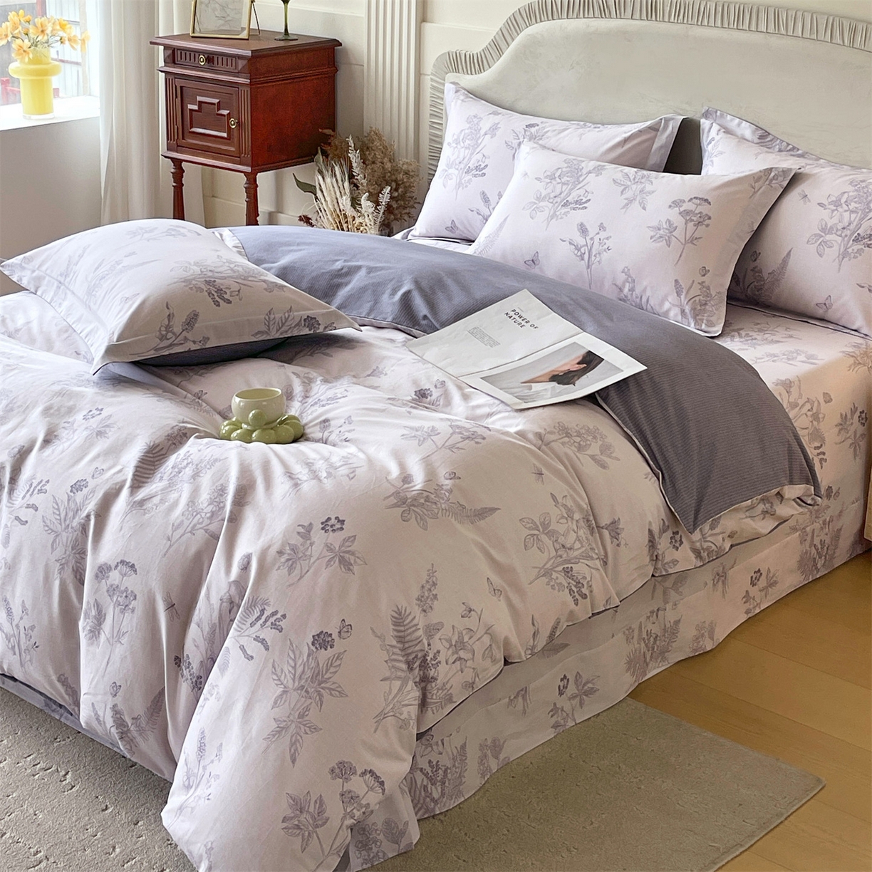 91家纺网 家纺一手货源 找家纺 宝齐莱家纺 2026新款全棉纯棉13372印花四件套 清雅