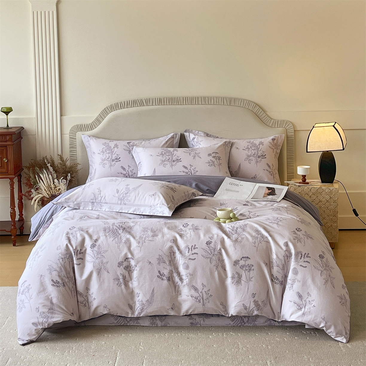 91家纺网 家纺一手货源 找家纺 宝齐莱家纺 2026新款全棉纯棉13372印花四件套 清雅