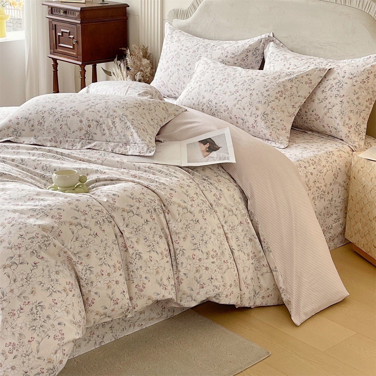 91家纺网 家纺一手货源 找家纺 宝齐莱家纺 2026新款全棉纯棉13372印花四件套 烟花间