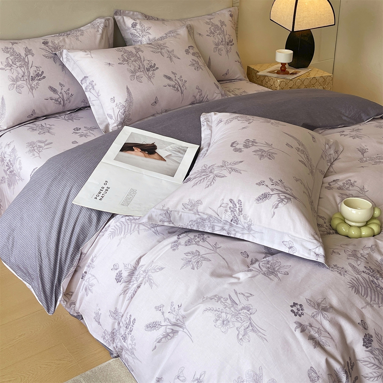 91家纺网 家纺一手货源 找家纺 宝齐莱家纺 2026新款全棉纯棉13372印花四件套 清雅