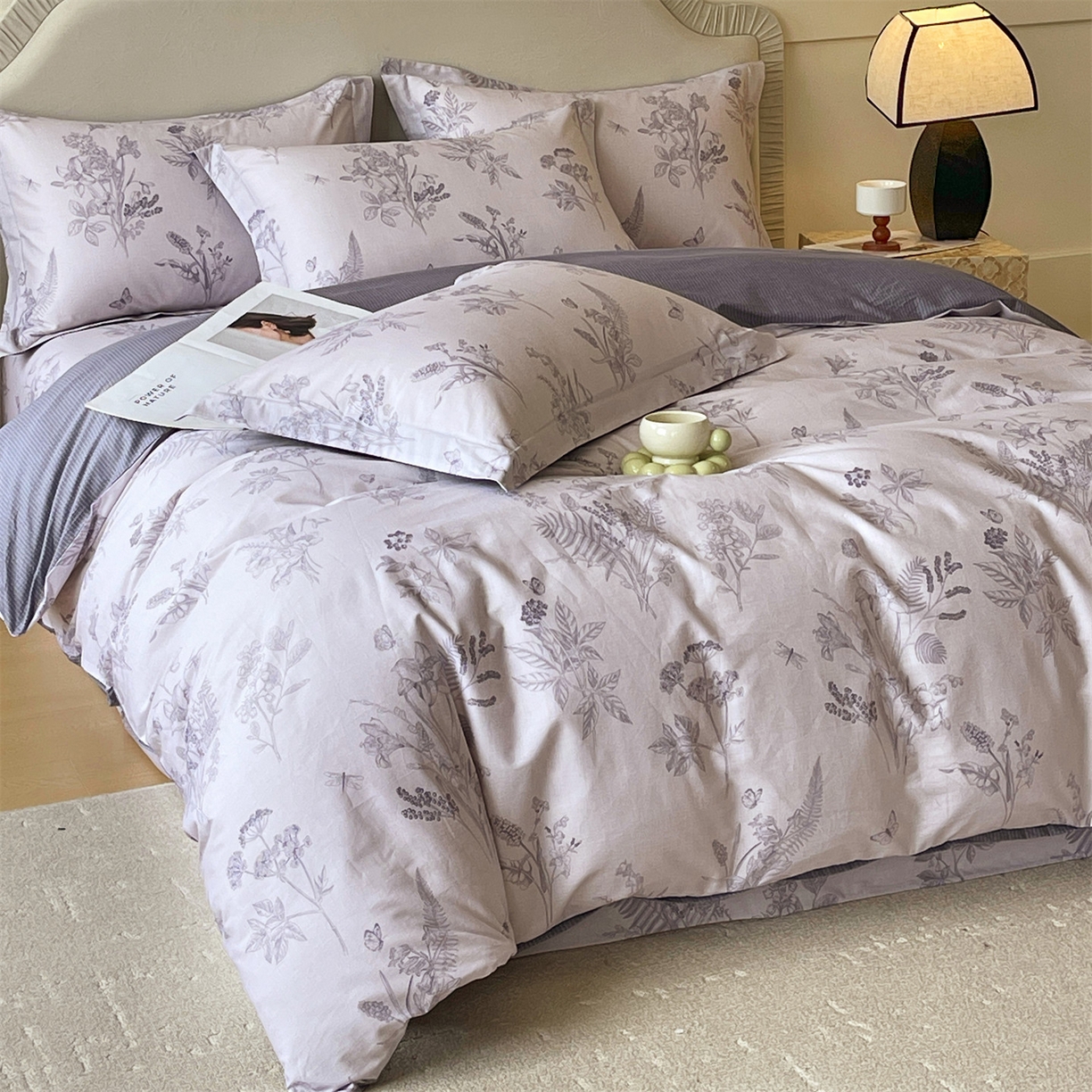 91家纺网 家纺一手货源 找家纺 宝齐莱家纺 2026新款全棉纯棉13372印花四件套 清雅