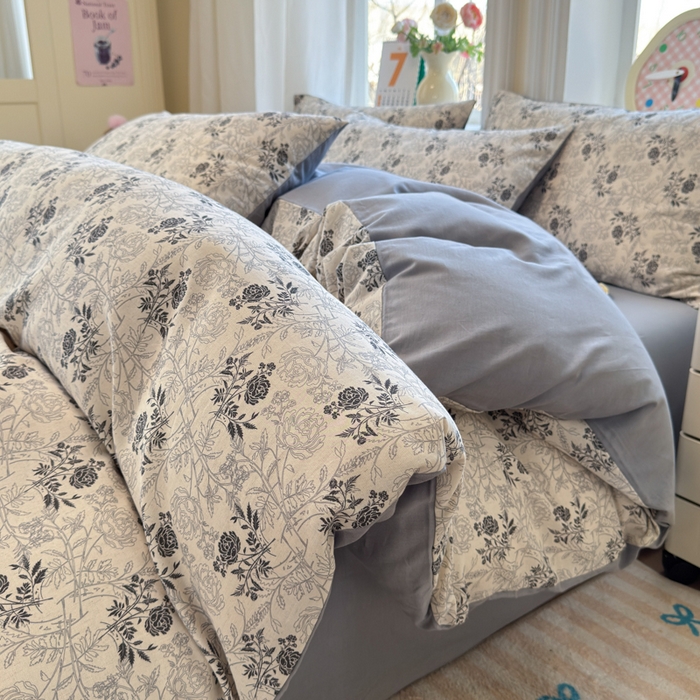 如意朵 2026新款全棉棉麻印花四件套 暮雪