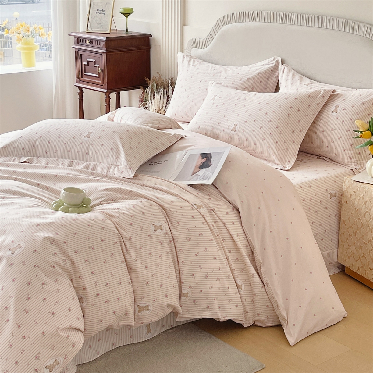 91家纺网 家纺一手货源 找家纺 宝齐莱家纺 2026新款全棉纯棉13372印花四件套 小确幸