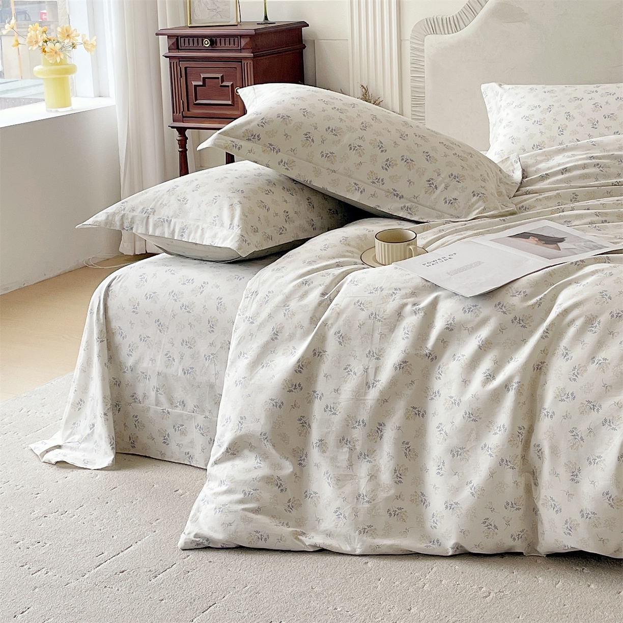 91家纺网 家纺一手货源 找家纺 宝齐莱家纺 2026新款全棉纯棉13372印花四件套 左岸晨雾