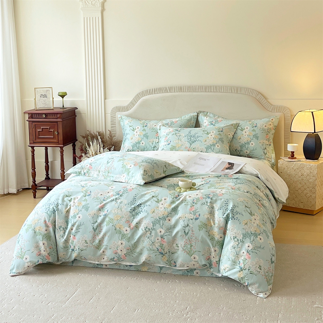 91家纺网 家纺一手货源 找家纺 宝齐莱家纺 2026新款全棉纯棉13372印花四件套 浅茉