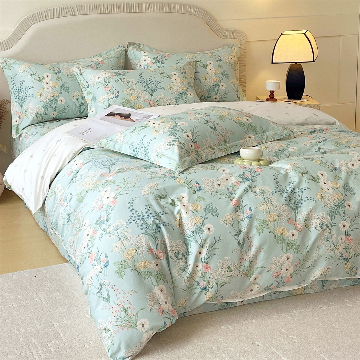 91家纺网 家纺一手货源 找家纺 宝齐莱家纺 2026新款全棉纯棉13372印花四件套 浅茉