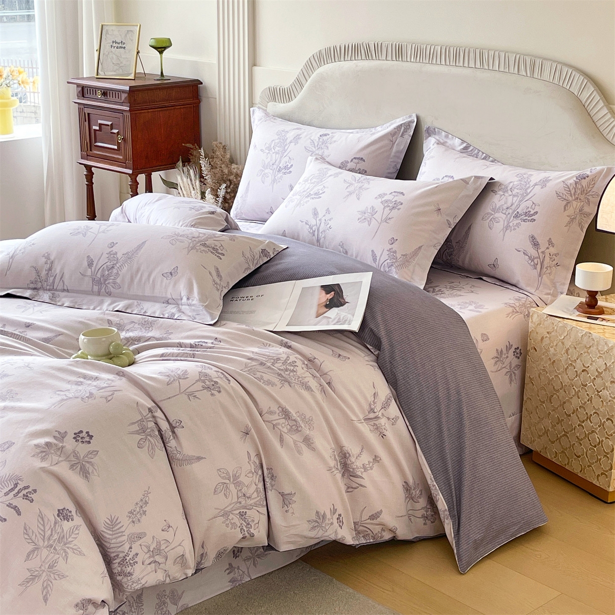 91家纺网 家纺一手货源 找家纺 宝齐莱家纺 2026新款全棉纯棉13372印花四件套 清雅