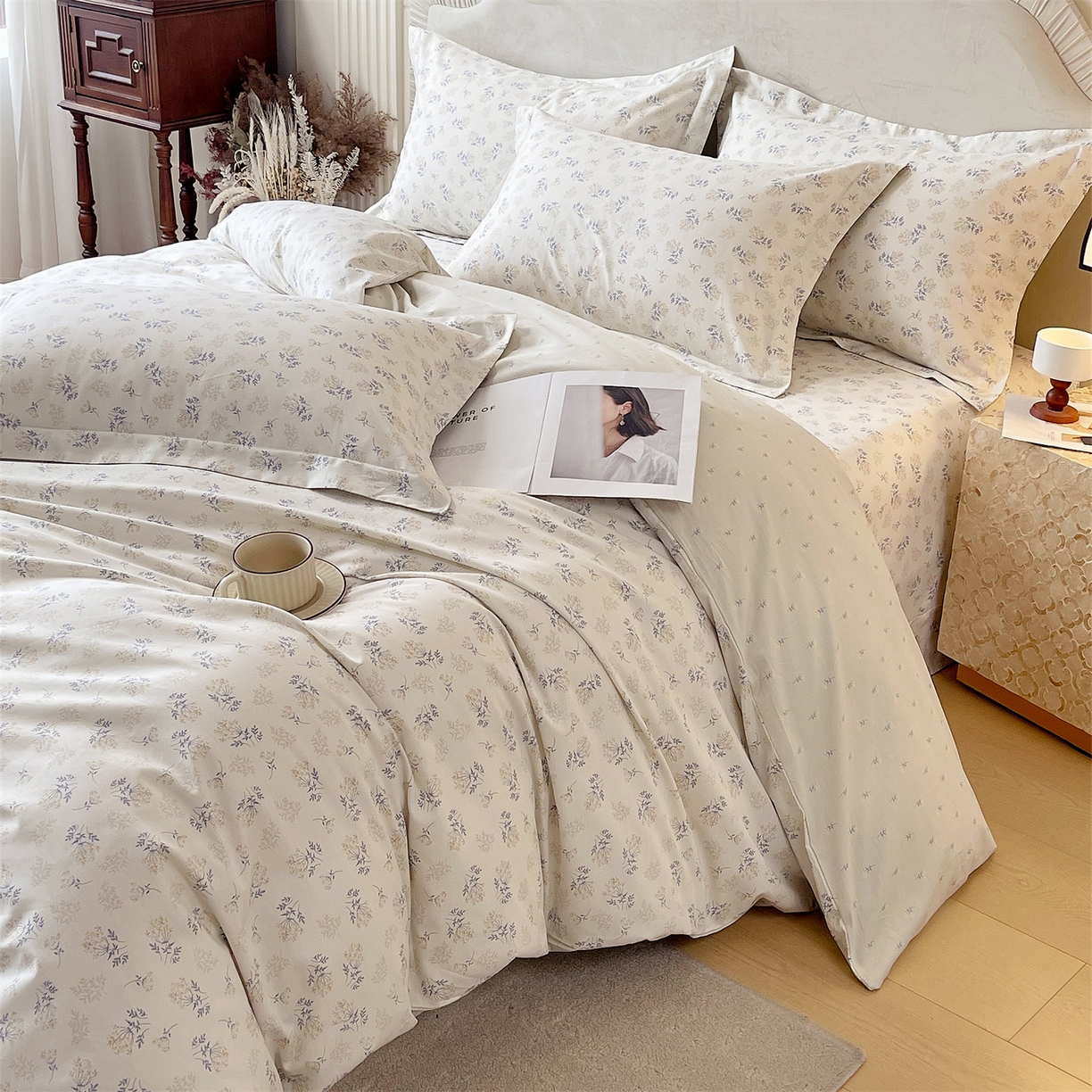 91家纺网 家纺一手货源 找家纺 宝齐莱家纺 2026新款全棉纯棉13372印花四件套 左岸晨雾