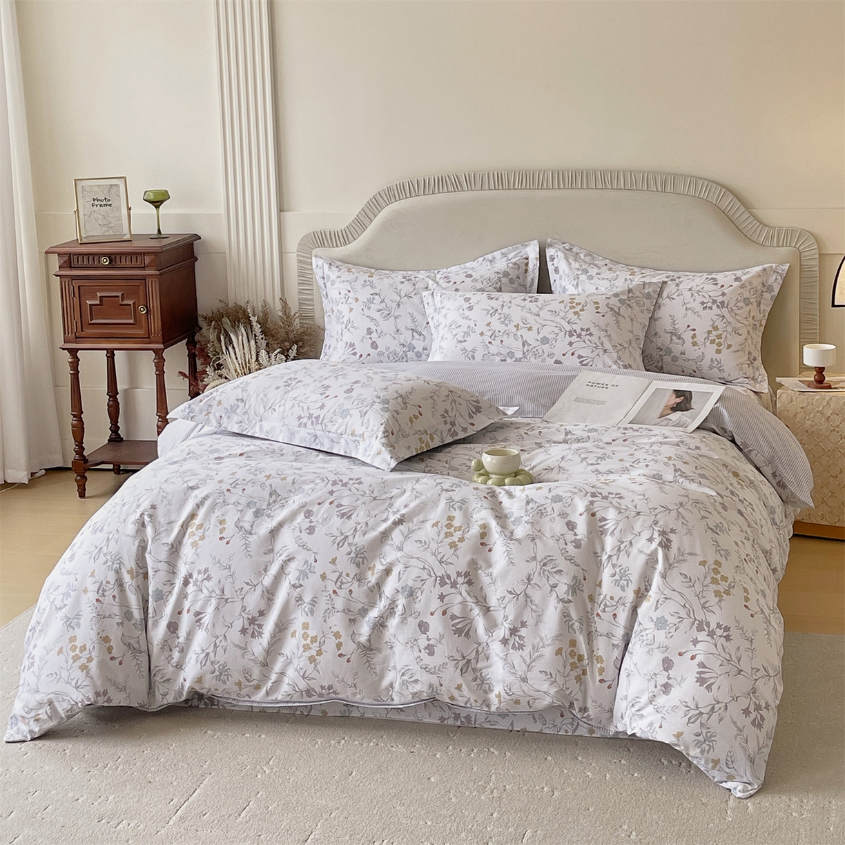 91家纺网 家纺一手货源 找家纺 宝齐莱家纺 2026新款全棉纯棉13372印花四件套 花解语