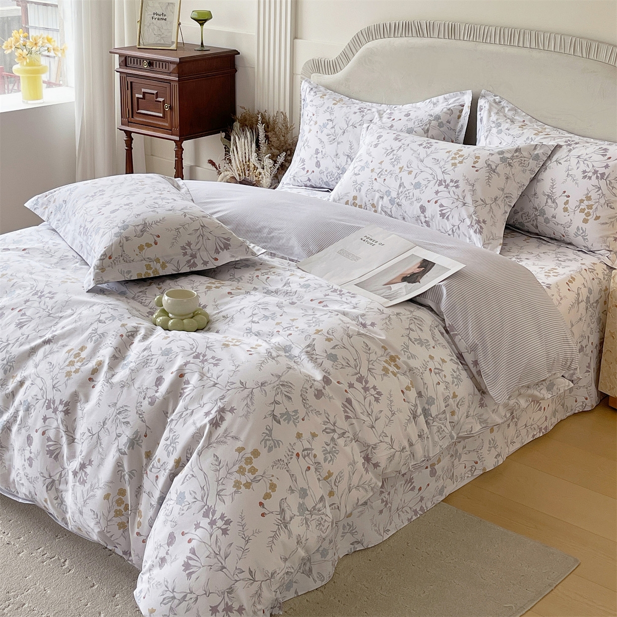 91家纺网 家纺一手货源 找家纺 宝齐莱家纺 2026新款全棉纯棉13372印花四件套 花解语