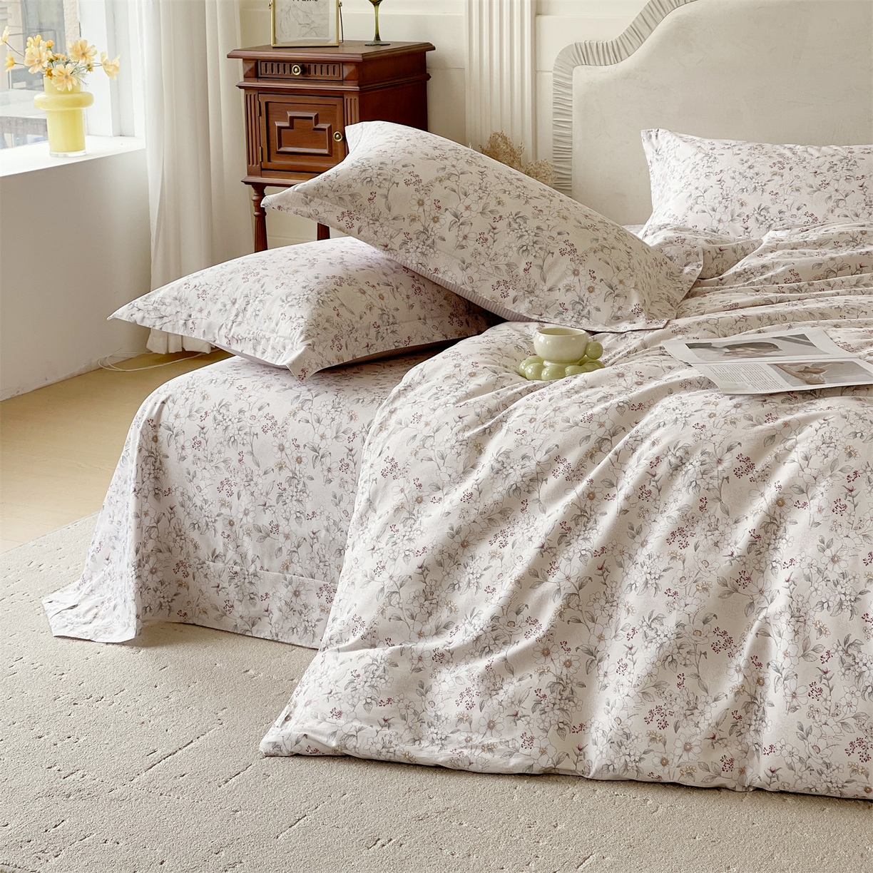 91家纺网 家纺一手货源 找家纺 宝齐莱家纺 2026新款全棉纯棉13372印花四件套 烟花间