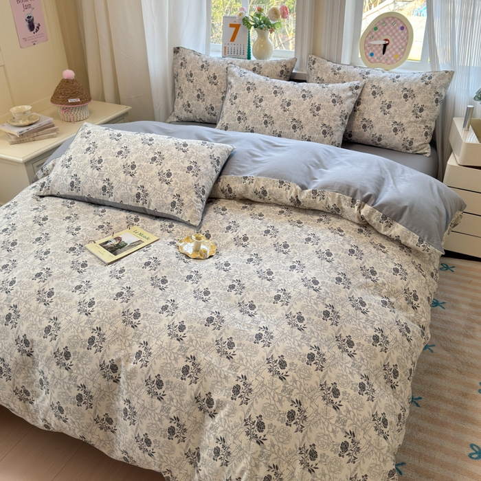 91家纺网 家纺一手货源 找家纺 如意朵 2026新款全棉棉麻印花四件套 暮雪