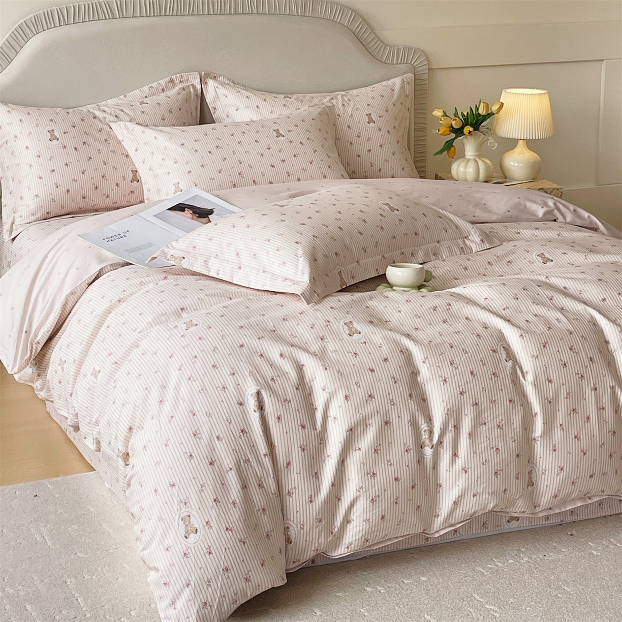 91家纺网 家纺一手货源 找家纺 宝齐莱家纺 2026新款全棉纯棉13372印花四件套 小确幸