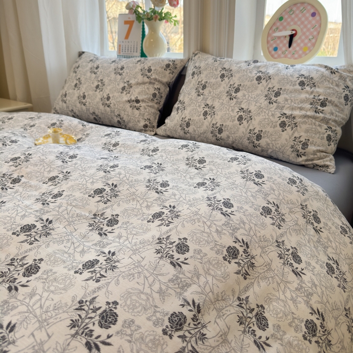 91家纺网 家纺一手货源 找家纺 如意朵 2026新款全棉棉麻印花四件套 暮雪