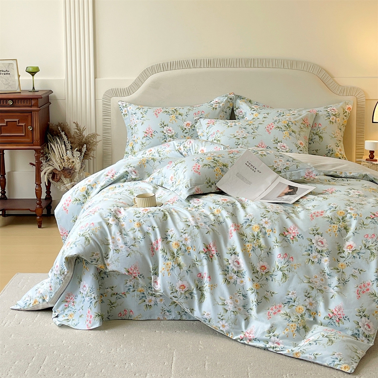 91家纺网 家纺一手货源 找家纺 宝齐莱家纺 2026新款全棉纯棉13372印花四件套 午后花园