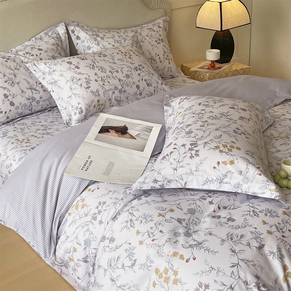 91家纺网 家纺一手货源 找家纺 宝齐莱家纺 2026新款全棉纯棉13372印花四件套 花解语