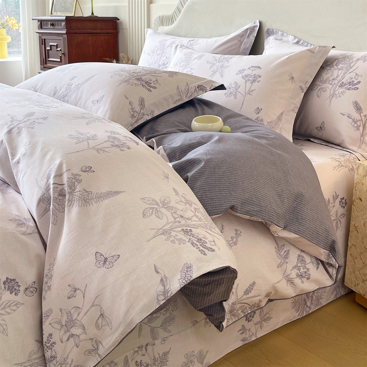 91家纺网 家纺一手货源 找家纺 宝齐莱家纺 2026新款全棉纯棉13372印花四件套 清雅