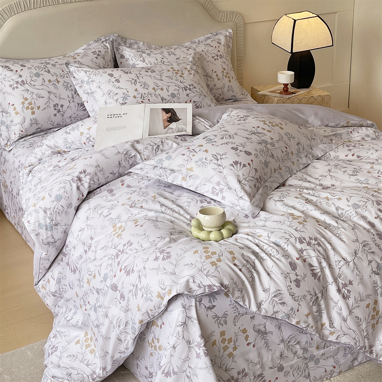 91家纺网 家纺一手货源 找家纺 宝齐莱家纺 2026新款全棉纯棉13372印花四件套 花解语