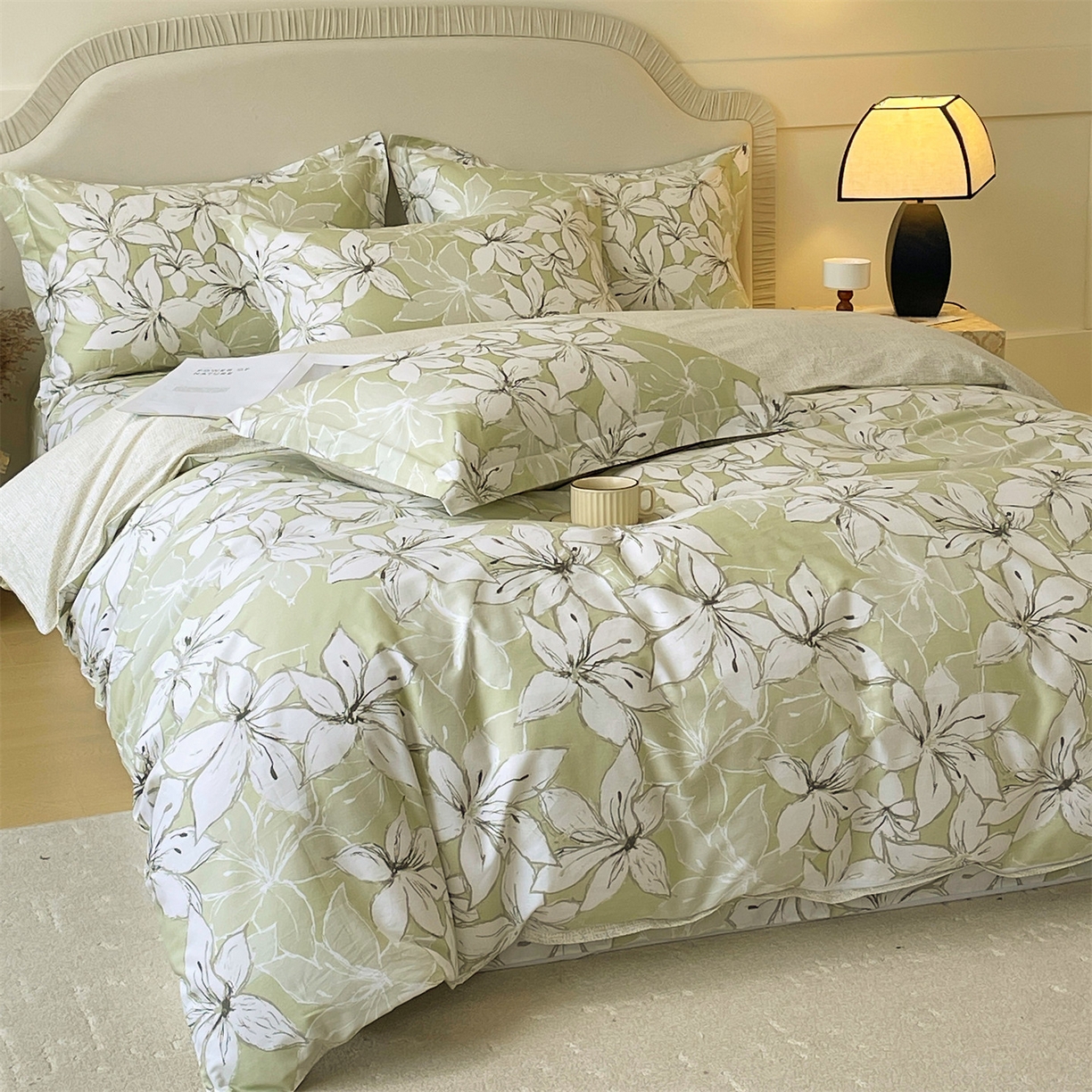 91家纺网 家纺一手货源 找家纺 宝齐莱家纺 2026新款全棉纯棉13372印花四件套 云间月