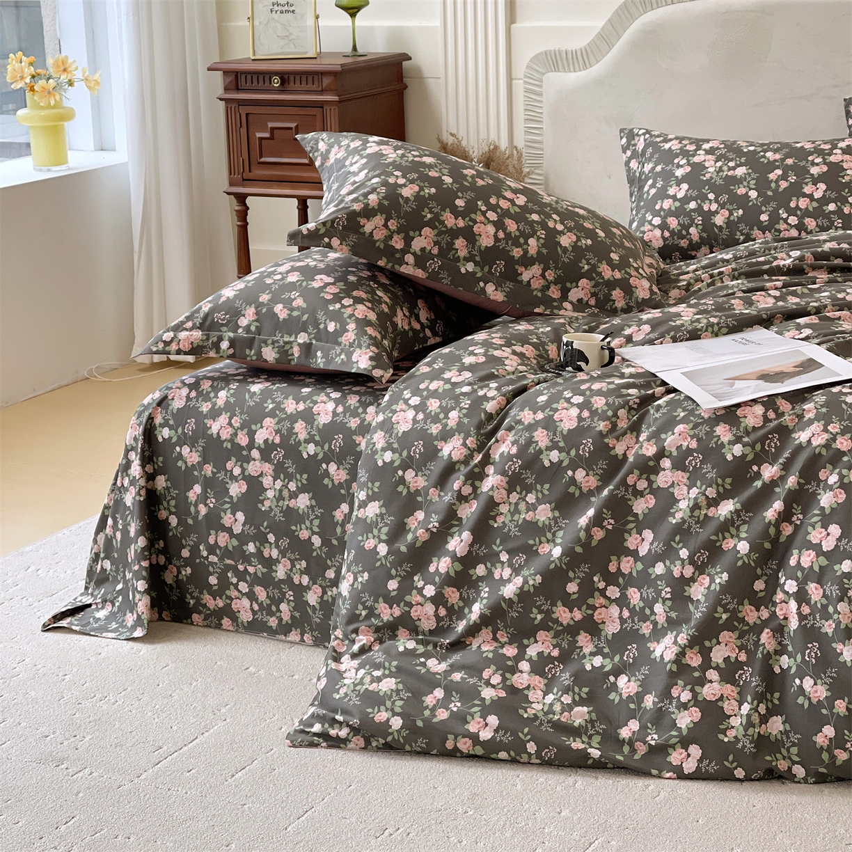 91家纺网 家纺一手货源 找家纺 宝齐莱家纺 2026新款全棉纯棉13372印花四件套 美如画