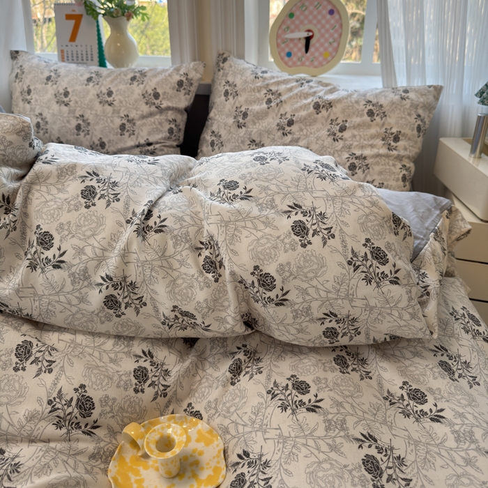 91家纺网 家纺一手货源 找家纺 如意朵 2026新款全棉棉麻印花四件套 暮雪