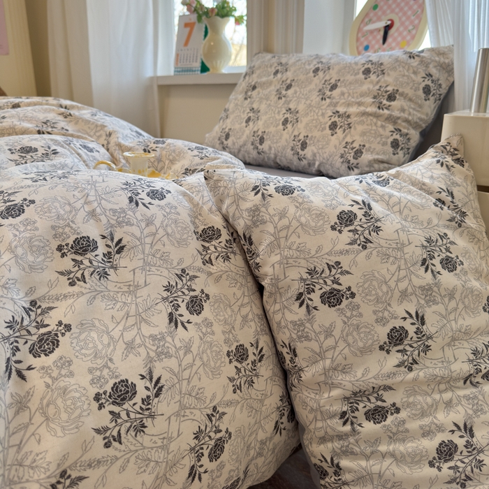 91家纺网 家纺一手货源 找家纺 如意朵 2026新款全棉棉麻印花四件套 暮雪