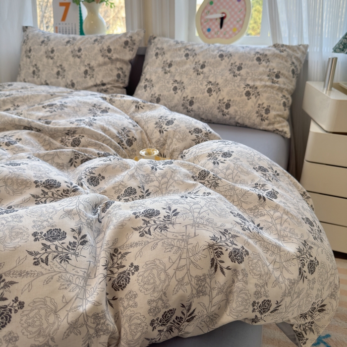 91家纺网 家纺一手货源 找家纺 如意朵 2026新款全棉棉麻印花四件套 暮雪