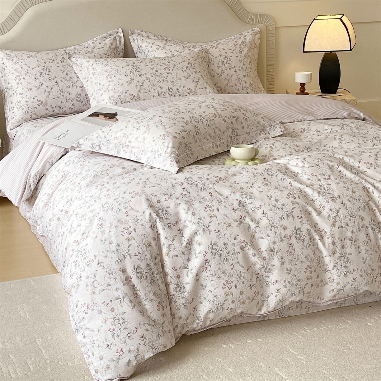 91家纺网 家纺一手货源 找家纺 宝齐莱家纺 2026新款全棉纯棉13372印花四件套 烟花间