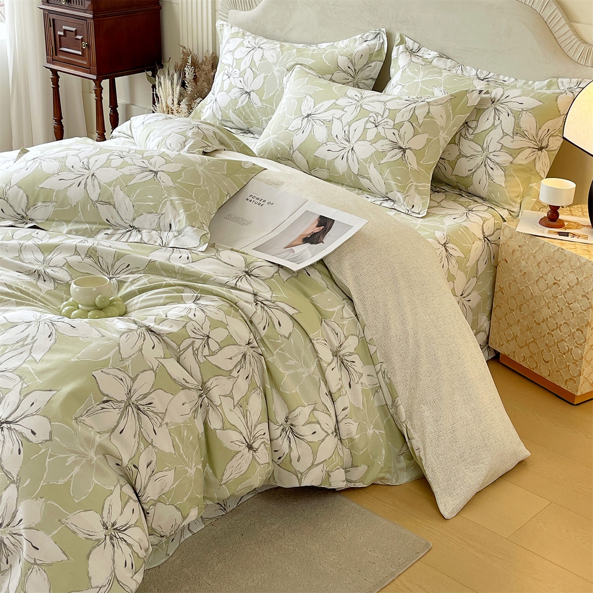 91家纺网 家纺一手货源 找家纺 宝齐莱家纺 2026新款全棉纯棉13372印花四件套 云间月