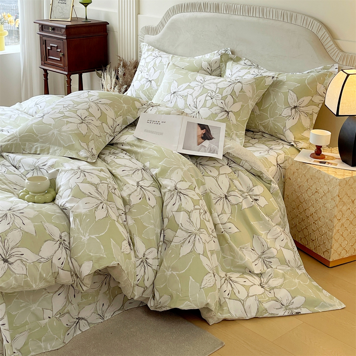 91家纺网 家纺一手货源 找家纺 宝齐莱家纺 2026新款全棉纯棉13372印花四件套 云间月