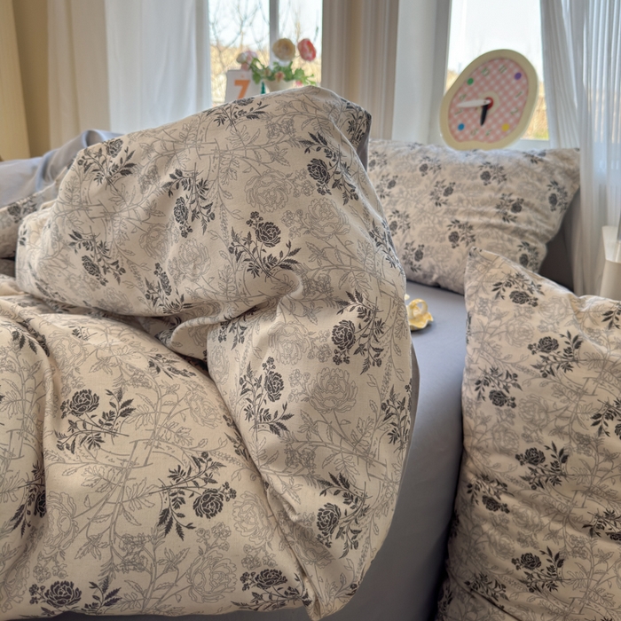 91家纺网 家纺一手货源 找家纺 如意朵 2026新款全棉棉麻印花四件套 暮雪