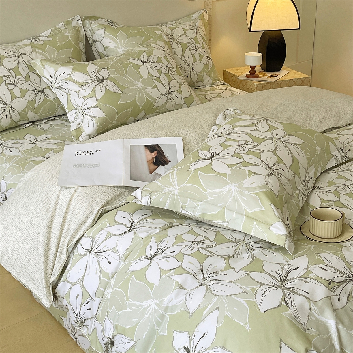 91家纺网 家纺一手货源 找家纺 宝齐莱家纺 2026新款全棉纯棉13372印花四件套 云间月