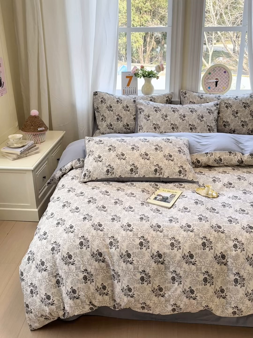 91家纺网 家纺一手货源 找家纺 如意朵 2026新款全棉棉麻印花四件套 暮雪