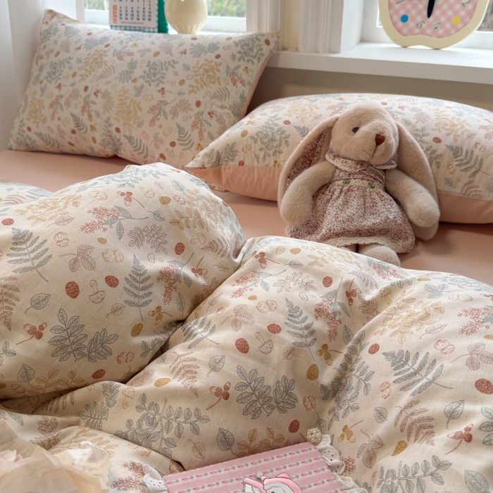 91家纺网 家纺一手货源 找家纺 如意朵 2026新款全棉棉麻印花四件套 奶芙