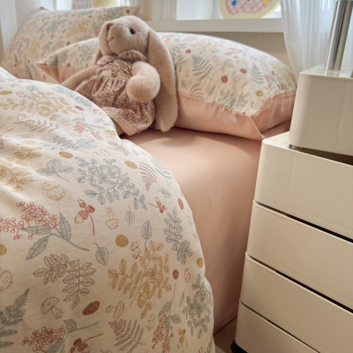 91家纺网 家纺一手货源 找家纺 如意朵 2026新款全棉棉麻印花四件套 奶芙