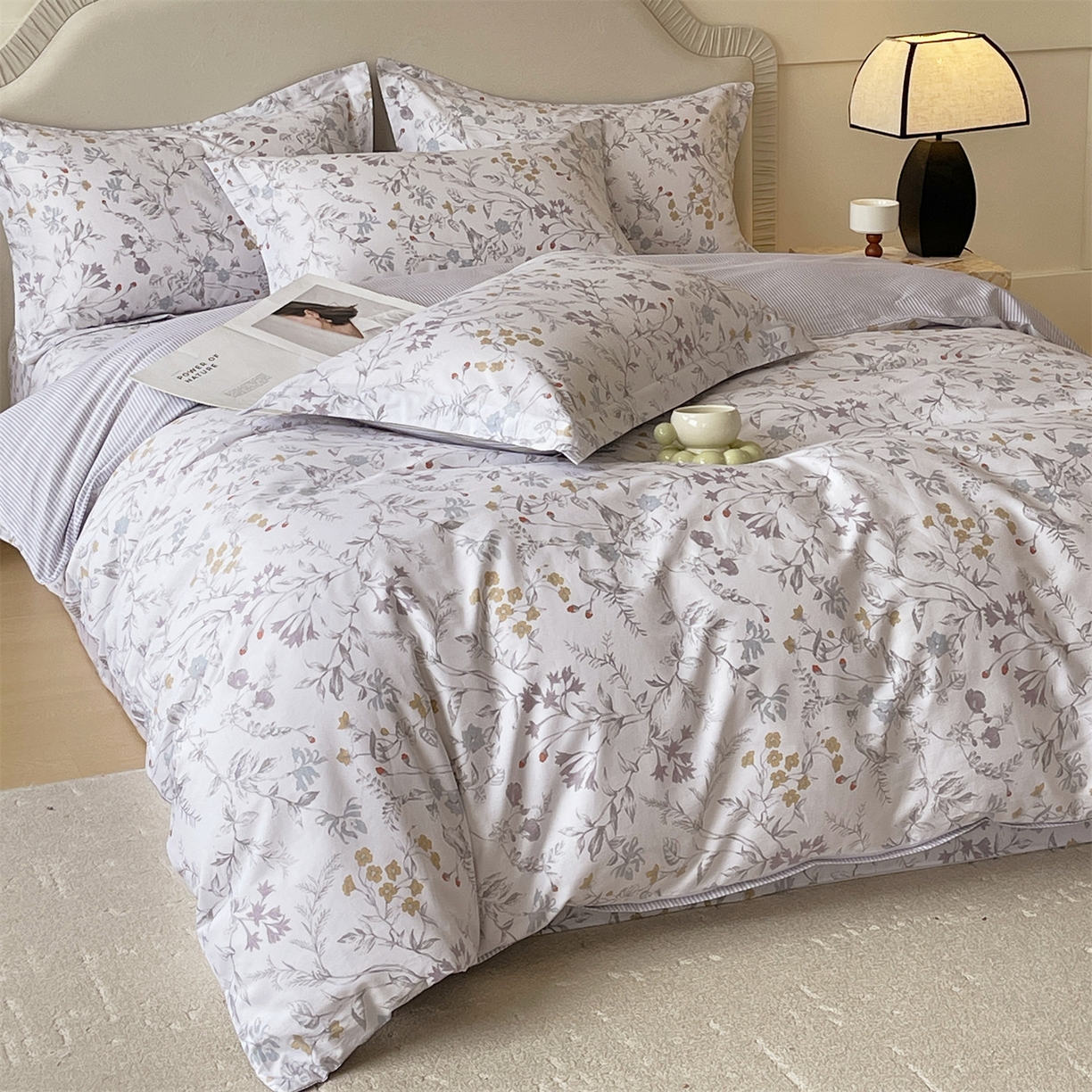 91家纺网 家纺一手货源 找家纺 宝齐莱家纺 2026新款全棉纯棉13372印花四件套 花解语