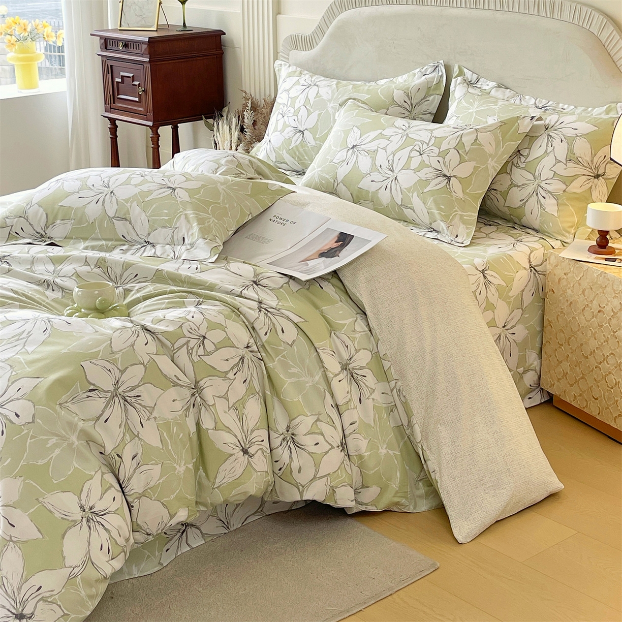 91家纺网 家纺一手货源 找家纺 宝齐莱家纺 2026新款全棉纯棉13372印花四件套 云间月