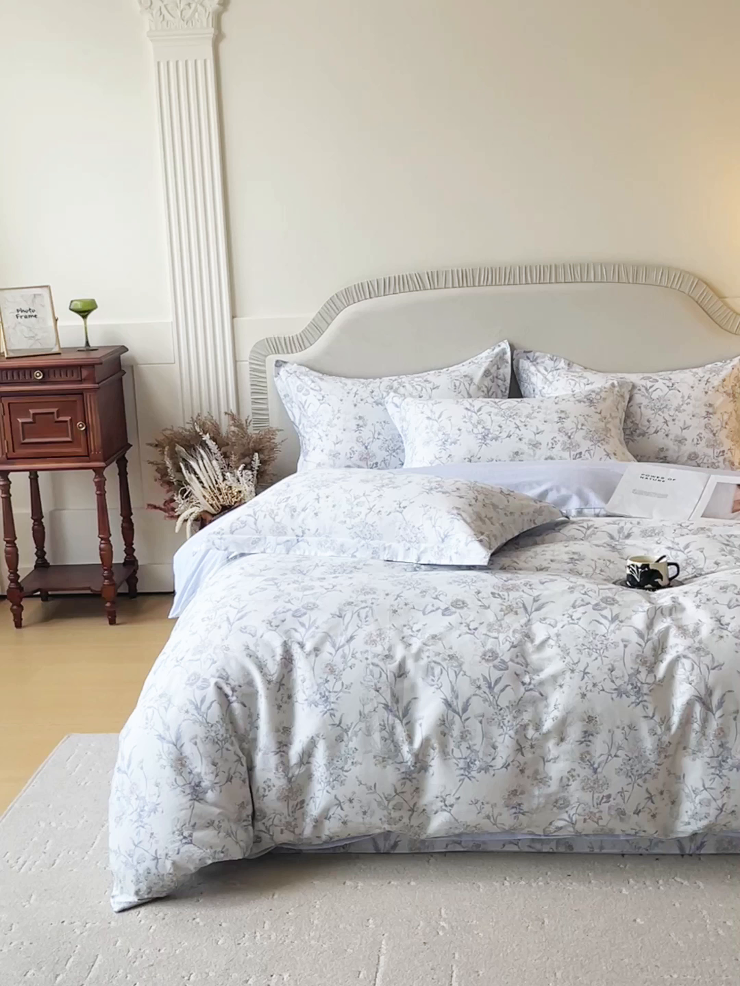 91家纺网 家纺一手货源 找家纺 宝齐莱家纺 2026新款全棉纯棉13372印花四件套 浮光花影