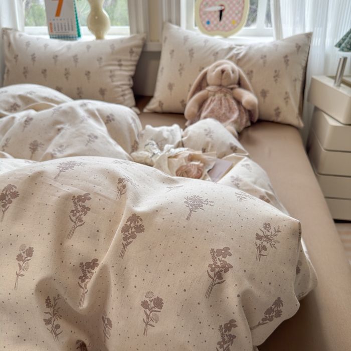 91家纺网 家纺一手货源 找家纺 如意朵 2026新款全棉棉麻印花四件套 素影