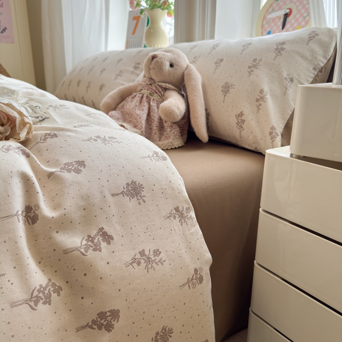 91家纺网 家纺一手货源 找家纺 如意朵 2026新款全棉棉麻印花四件套 素影