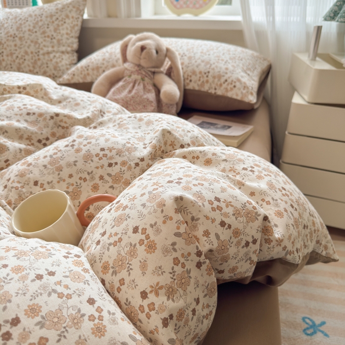 91家纺网 家纺一手货源 找家纺 如意朵 2026新款全棉棉麻印花四件套 星栗