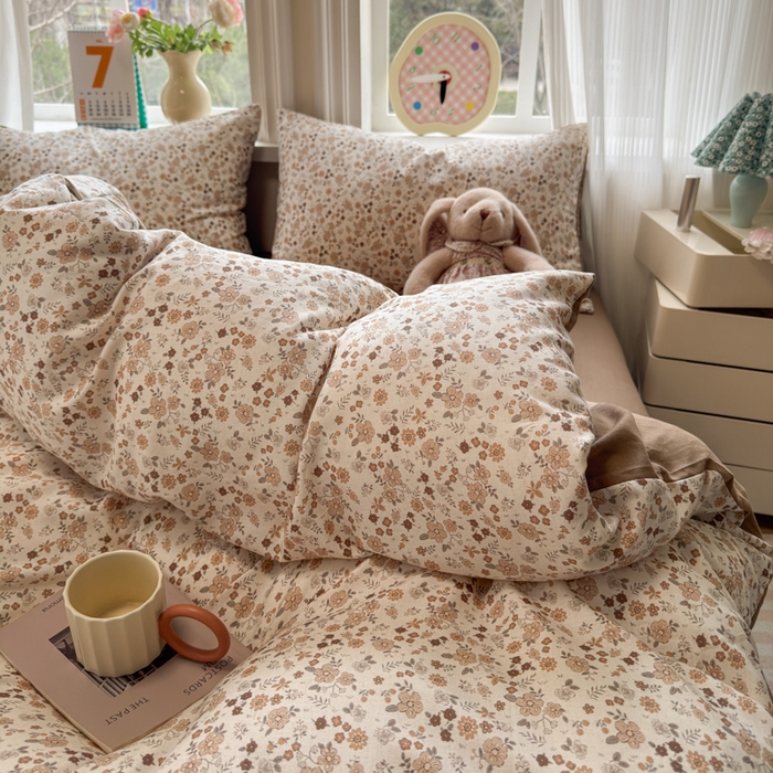 91家纺网 家纺一手货源 找家纺 如意朵 2026新款全棉棉麻印花四件套 星栗