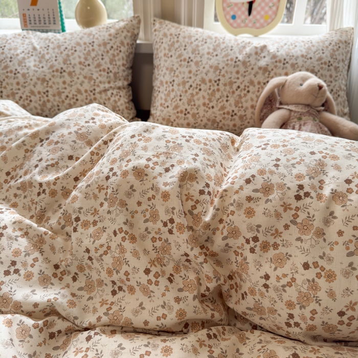 91家纺网 家纺一手货源 找家纺 如意朵 2026新款全棉棉麻印花四件套 星栗