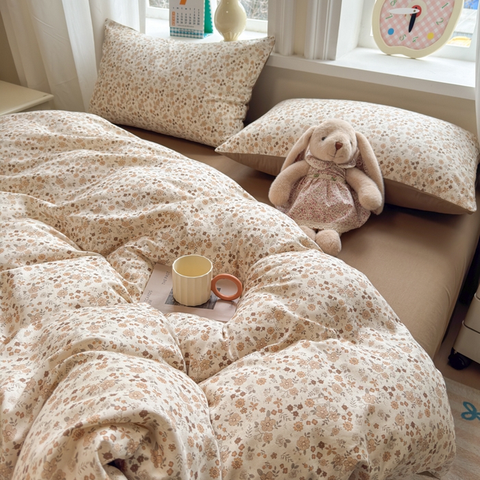 91家纺网 家纺一手货源 找家纺 如意朵 2026新款全棉棉麻印花四件套 星栗