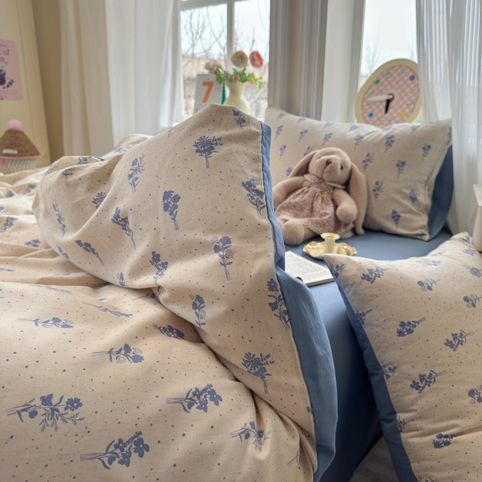 91家纺网 家纺一手货源 找家纺 如意朵 2026新款全棉棉麻印花四件套 星落