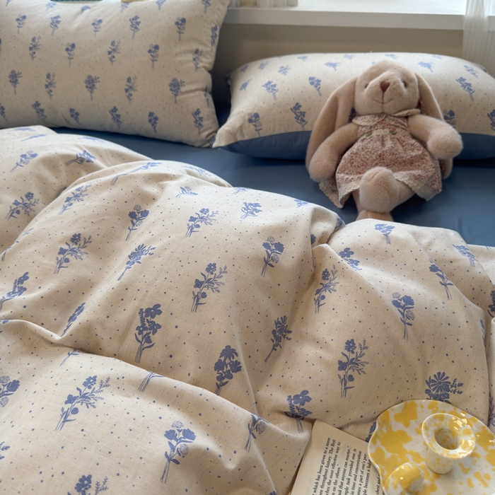 91家纺网 家纺一手货源 找家纺 如意朵 2026新款全棉棉麻印花四件套 星落