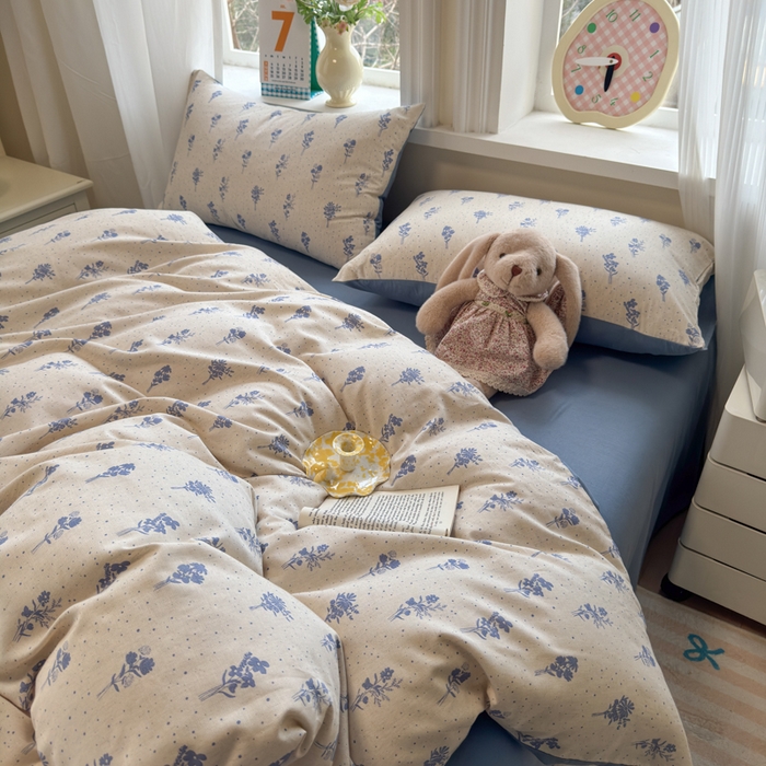 91家纺网 家纺一手货源 找家纺 如意朵 2026新款全棉棉麻印花四件套 星落