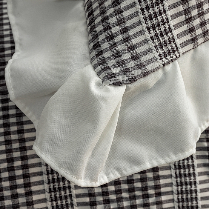 91家纺网 家纺一手货源 找家纺 恩和家纺 2026新款格子泡泡纱荷叶边四件套床单款床裙款套件 阳离子黑色