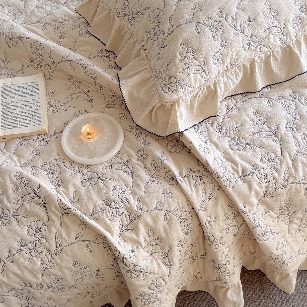 91家纺网 家纺一手货源 找家纺 （总）琳可家居 2026新款东方美学棉麻床盖三件套四件套可搭配被套